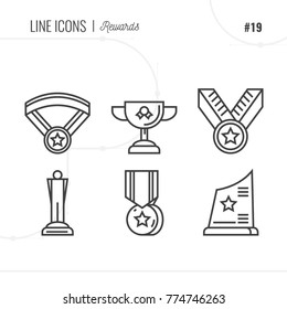 Line Icon of Rewards, Prise, Isolated Object. Line icons set. 