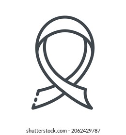 Line icon of ribbon loop front view. Healthcare symbol isolated on transparent background.