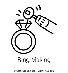 A line icon of ring making process 