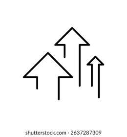 Line Icon of Rising Arrows Symbolizing Success Boost Improvement and Upward Movement in Business or Statistics