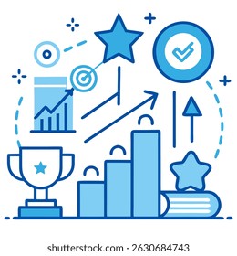 Line Icon Rising Graph Chart with Upward Trend