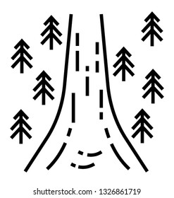 Line icon of roadside fields