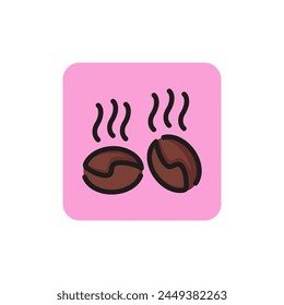 Line icon of roasted coffee beans. Hot coffee, fresh drink, aroma. Coffee concept. Can be used for topics like drink, service, agriculture