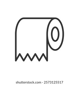 Line icon of a roll of toilet paper. Vector illustration