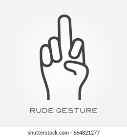 Line icon rude gesture