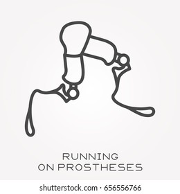 Line icon running on prostheses