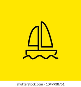 Line icon of sail boat on water. Yacht, sailing sport, sea port. Transport concept. Can be used for topics like transportation, travel, tourism