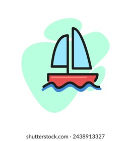 Line icon of sail boat on water. Yacht, sailing sport, sea port. Transport concept. Can be used for topics like transportation, travel, tourism