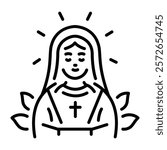 A line icon of saint mary portrait 