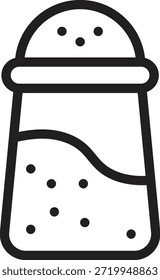 Line icon of salt shaker, bold outline, seasoning ingredient for cooking and baking