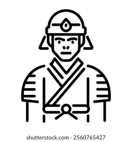 A line icon of samurai swordsman 