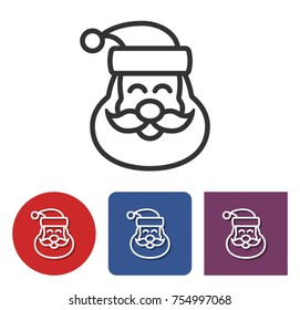 Line icon of Santa Claus in different variants 