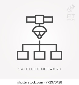 Line icon satellite network