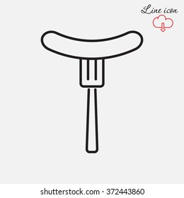 Line icon- sausag  on fork