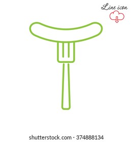 Line icon- sausag  on fork