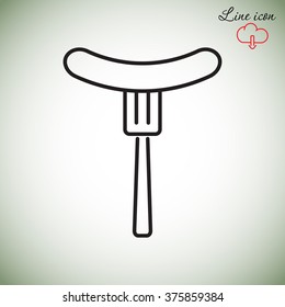 Line icon- sausag  on fork