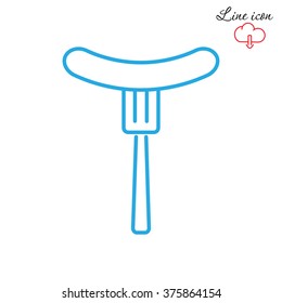 Line icon- sausag  on fork