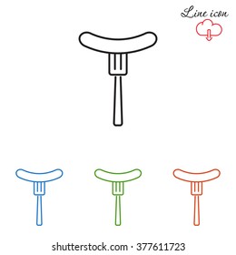 Line icon- sausag  on fork