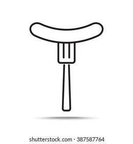 Line icon- sausag  on fork