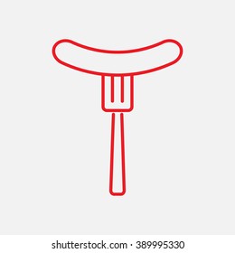 Line icon- sausag  on fork