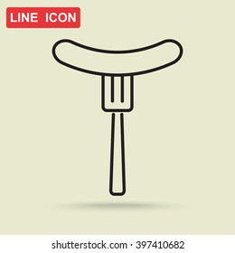 Line icon- sausag  on fork