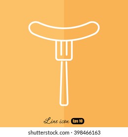Line icon- sausag  on fork