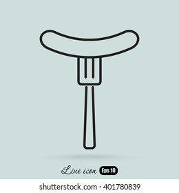 Line icon- sausag  on fork
