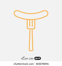 Line icon- sausag  on fork