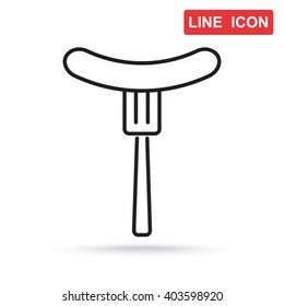 Line icon- sausag  on fork