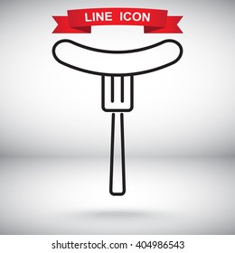 Line icon- sausag  on fork