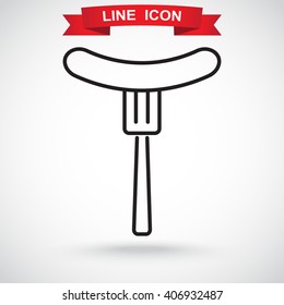 Line icon- sausag  on fork