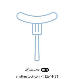 Line icon- sausag  on fork