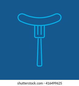 Line icon- sausag  on fork