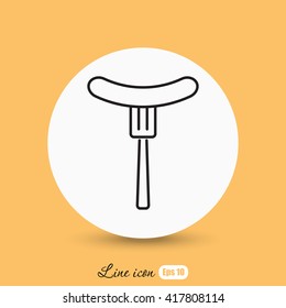 Line icon- sausag  on fork