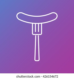 Line icon- sausag  on fork