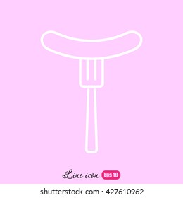 Line icon- sausag  on fork
