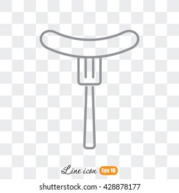 Line icon- sausag  on fork