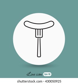 Line icon- sausag  on fork