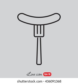 Line icon- sausag  on fork