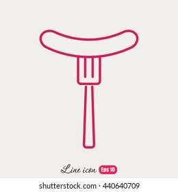 Line icon- sausag  on fork