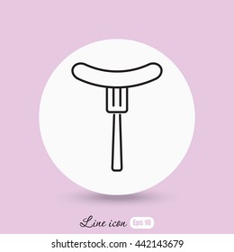 Line icon- sausag  on fork