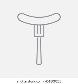 Line icon- sausag  on fork