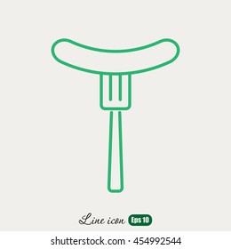 Line icon- sausag  on fork