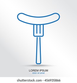 Line icon- sausag  on fork