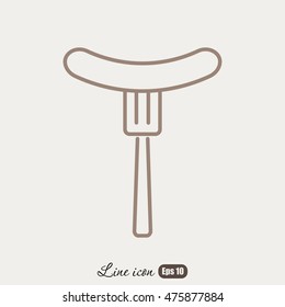 Line icon- sausag  on fork