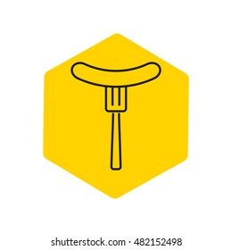 Line icon- sausag  on fork