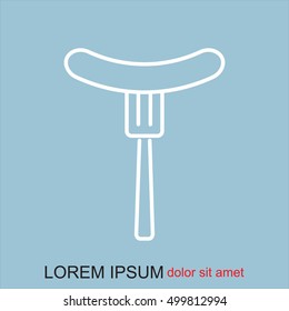 Line icon- sausag  on fork