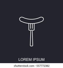 Line icon- sausag  on fork