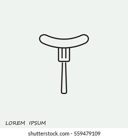 Line icon- sausag  on fork