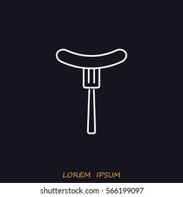 Line icon- sausag  on fork